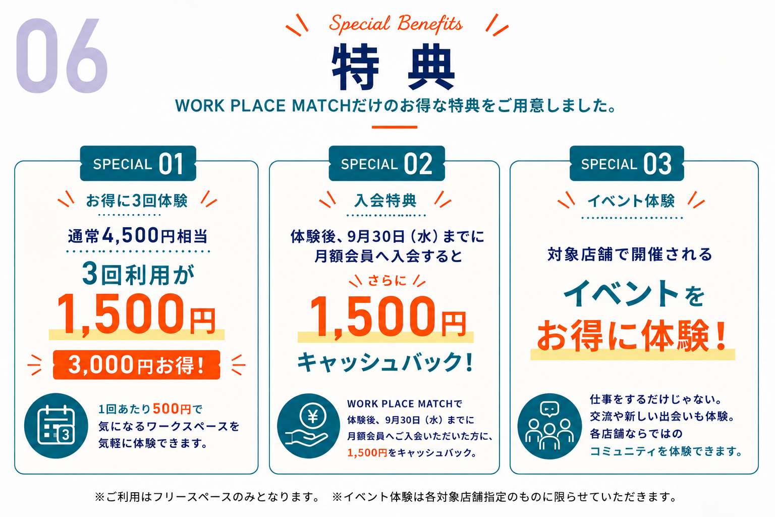 06 特典｜WORK PLACE MATCHだけのお得な特典